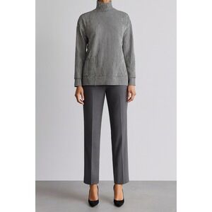 Zara Black White‎ Stripe Mock Neck Knit Top Long Sleeve Womens Size S